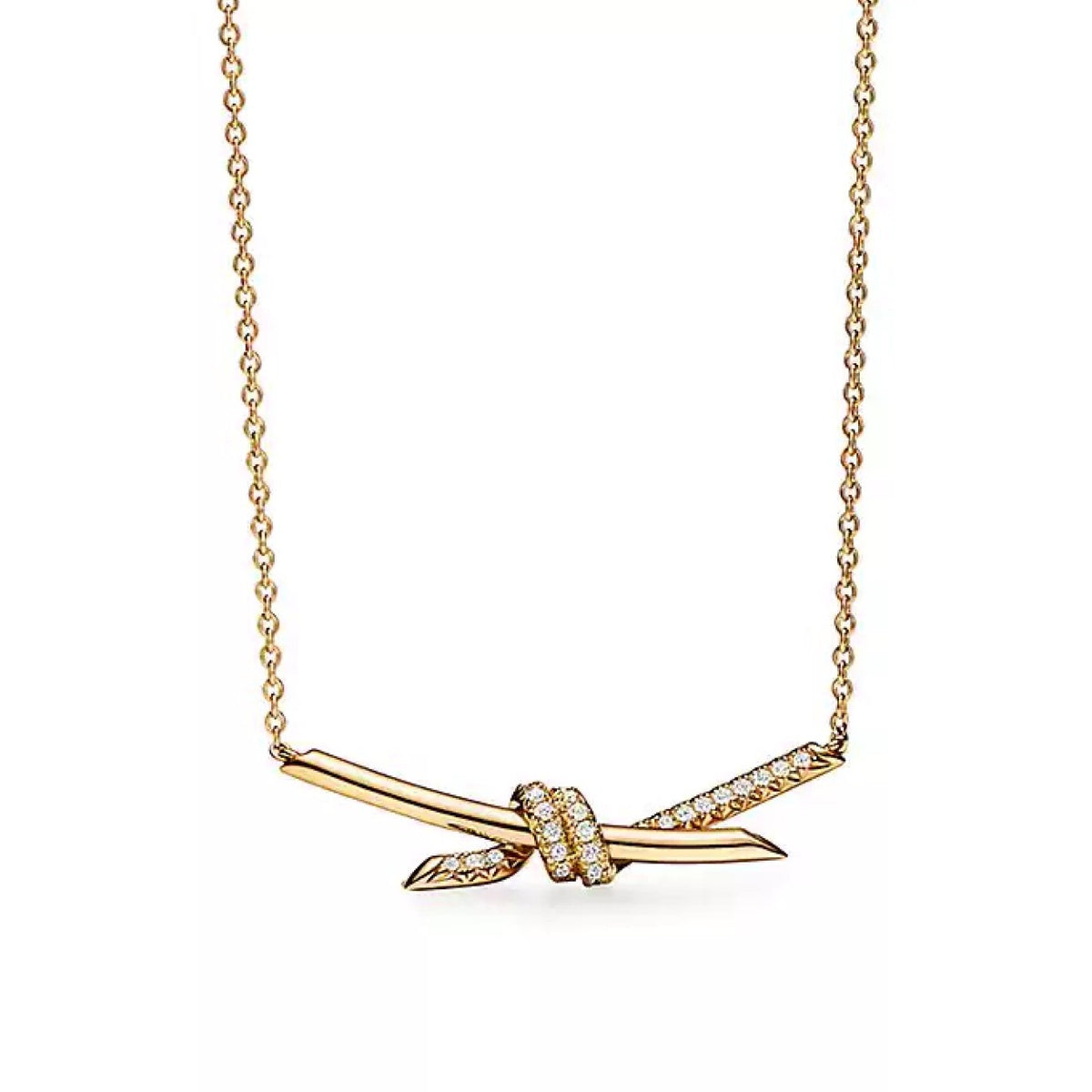 Tiffany Style Knot 18K Gold-Plated Necklace detail view 6