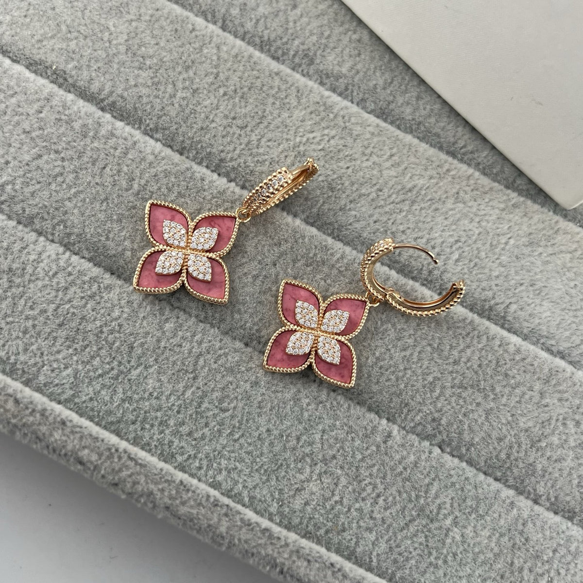 Roberto Coin Style Four-Leaf Clover Cubic Zirconia Earrings detail view 17