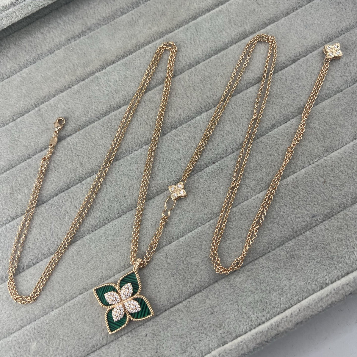 Roberto Coin Style Four-Leaf Clover Cubic Zirconia Necklace detail view 8