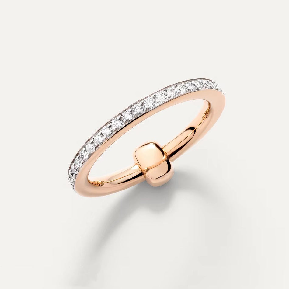 Pomellato Style Classic Cubic Zirconia 18K Gold-Plated Ring detail view 1