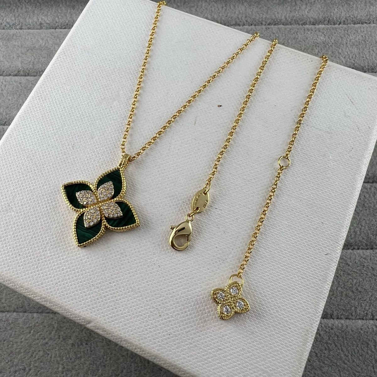 Roberto Coin Style Four-Leaf Clover Cubic Zirconia Necklace detail view 10