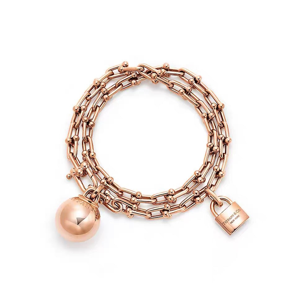 Tiffany Style Horseshoe Cubic Zirconia 18K Gold-Plated Bracelet detail view 2