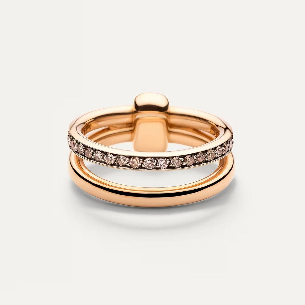Pomellato Style Pillow Cubic Zirconia 18K Gold-Plated Ring detail view 2