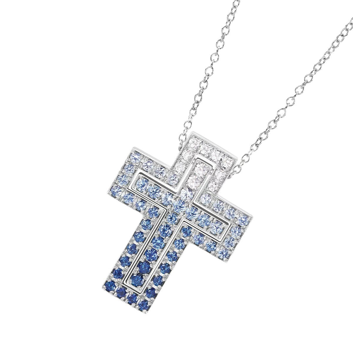 Damiani Style Cross Cubic Zirconia White-Gold-Plated Necklace detail view 4