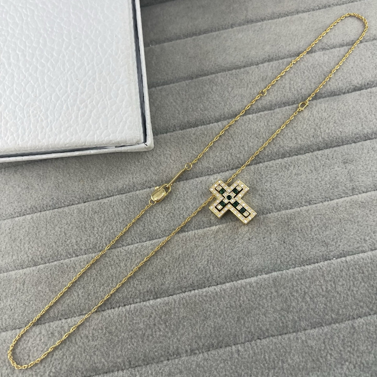 Damiani Style Cross Cubic Zirconia White-Gold-Plated Necklace detail view 7