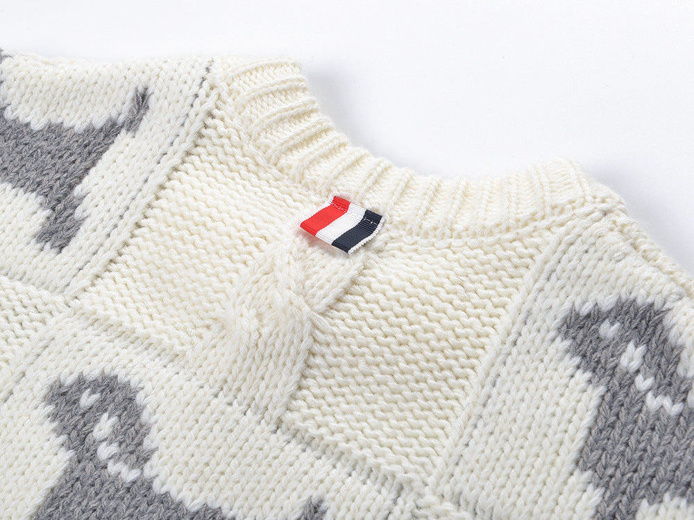 Women's Puppy Cardigan Crew Neck Sweater THOM TREND