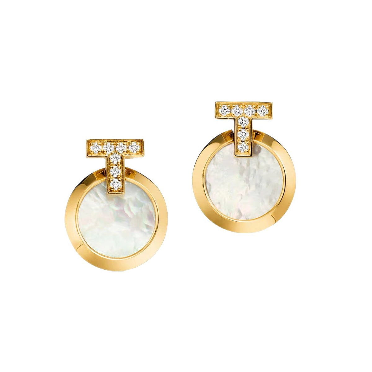 Tiffany Style T Motif Cubic Zirconia Earrings detail view 4