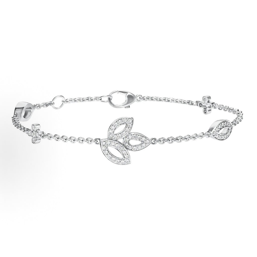 Harry Winston Style Leaf Cubic Zirconia Bracelet detail view 2