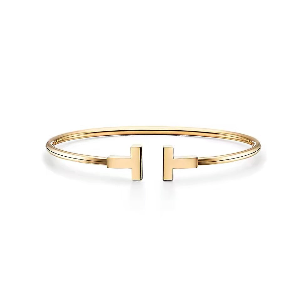 Tiffany Style T Motif Cubic Zirconia Bangle detail view 8