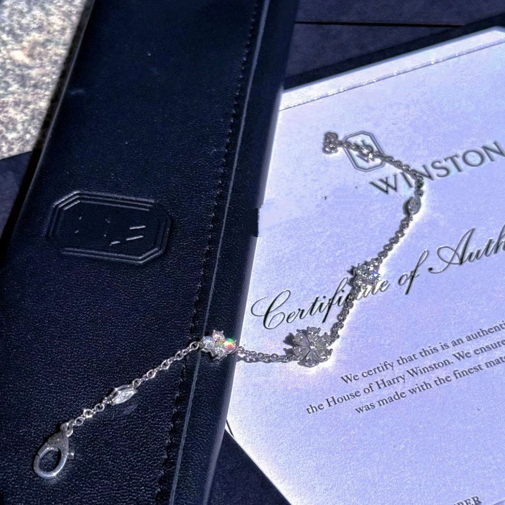 Harry Winston Style Floral Cubic Zirconia Bracelet detail view 3