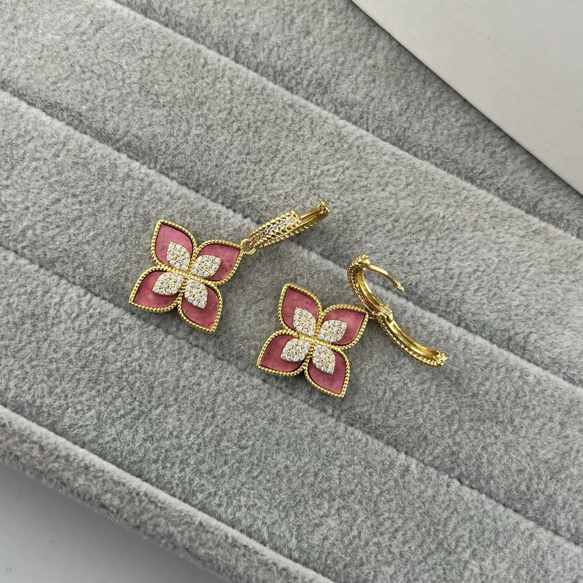 Roberto Coin Style Four-Leaf Clover Cubic Zirconia Earrings detail view 19
