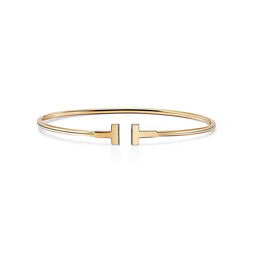 Tiffany Style T Motif Cubic Zirconia Bangle detail view 6