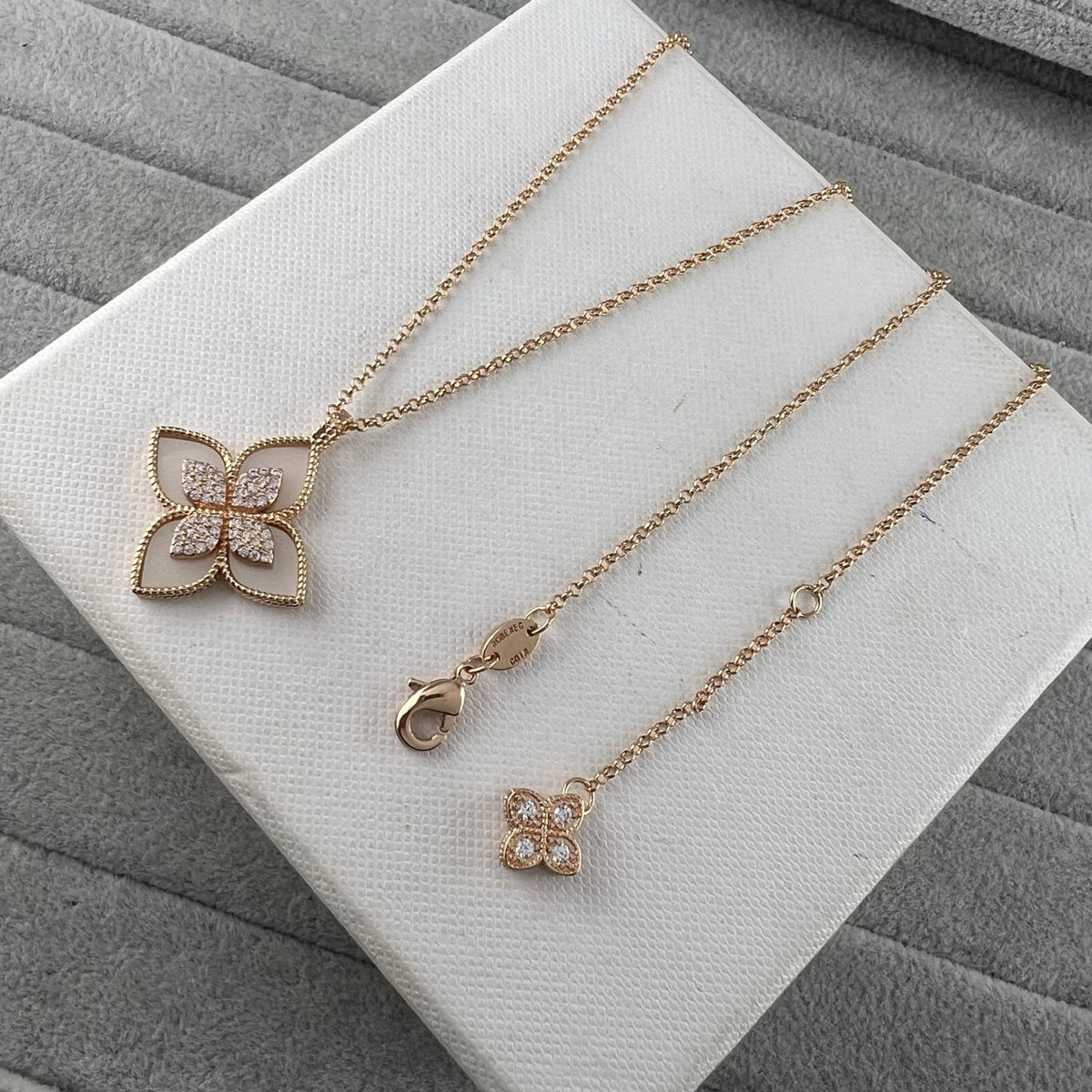 Roberto Coin Style Four-Leaf Clover Cubic Zirconia Necklace detail view 14