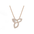 Harry Winston Style Three-Leaf Clover Cubic Zirconia White-Gold-Plated Necklace - Necklace Rose Gold Tone