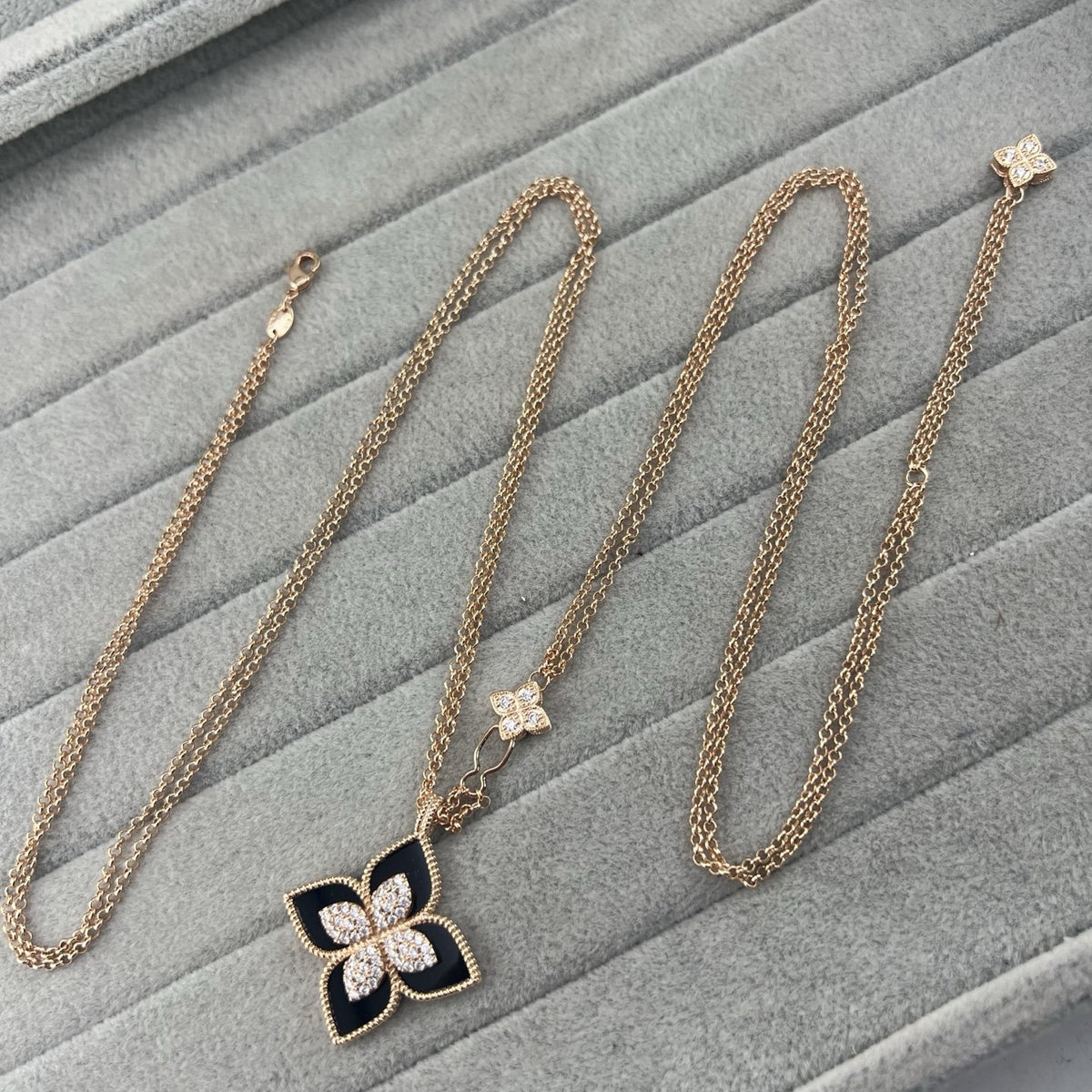 Roberto Coin Style Four-Leaf Clover Cubic Zirconia Necklace detail view 11