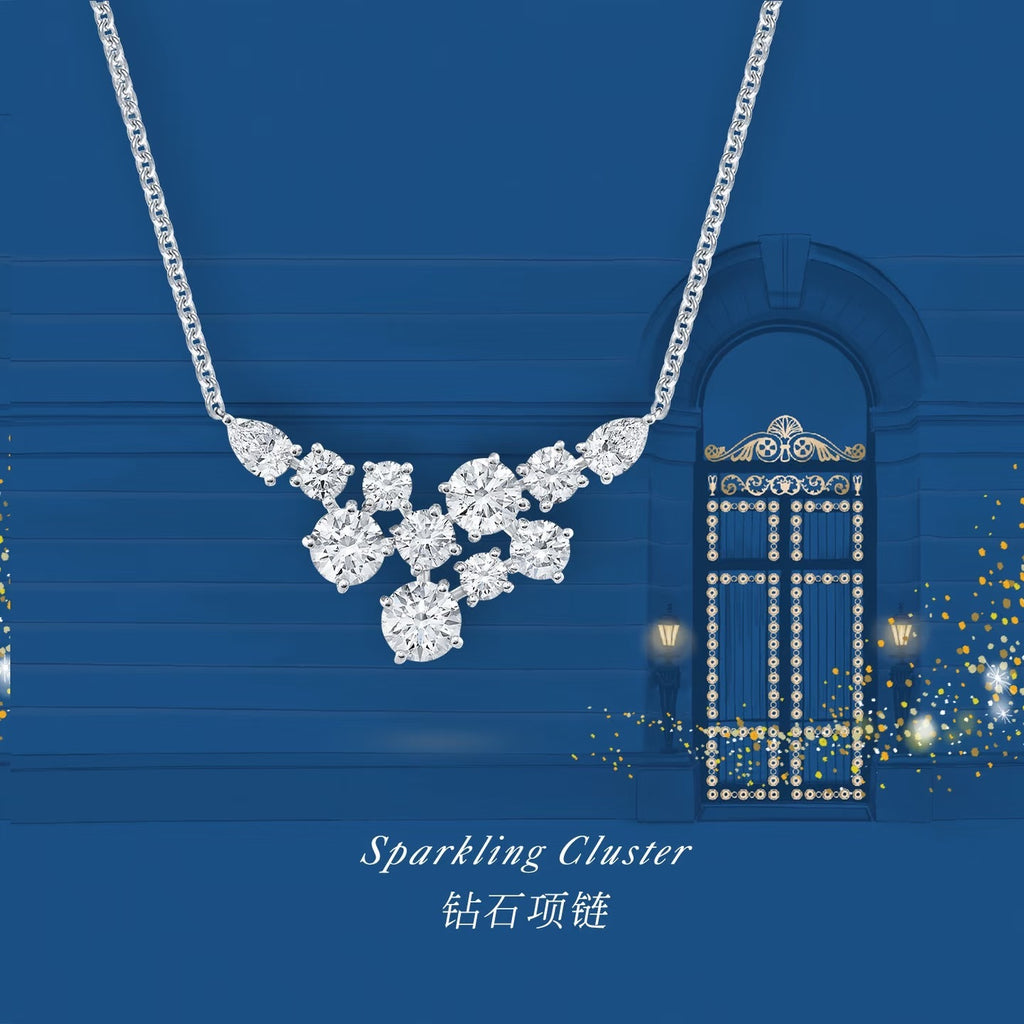 Harry Winston Style Celestial Star Cubic Zirconia Necklace detail view 3