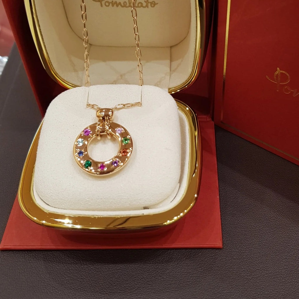 Pomellato Style Multicolor Stone 18K Gold-Plated Necklace detail view 3