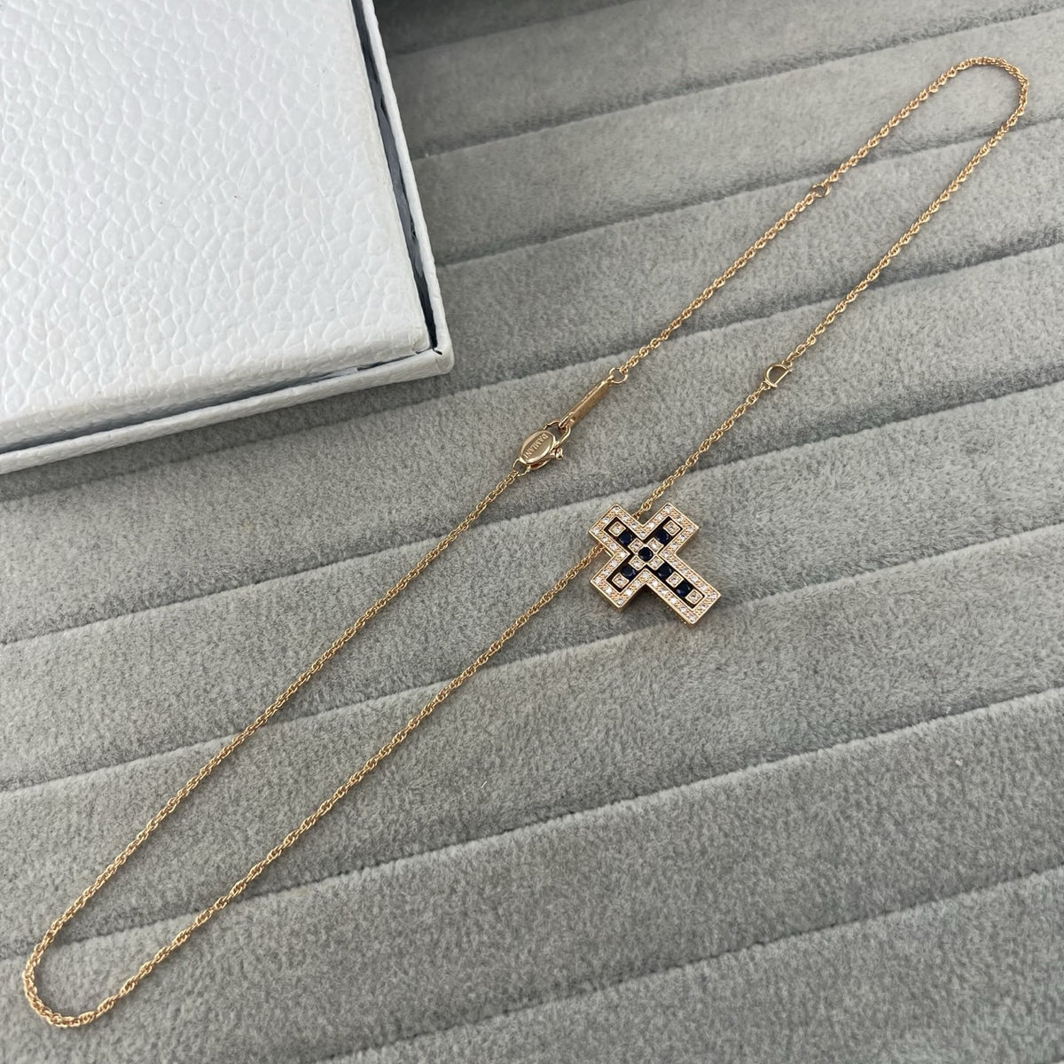 Damiani Style Cross Cubic Zirconia White-Gold-Plated Necklace detail view 9