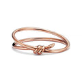 Tiffany Style Knot Cubic Zirconia 18K Gold-Plated Bangle - Plain Knot Bangle Rose Gold Tone