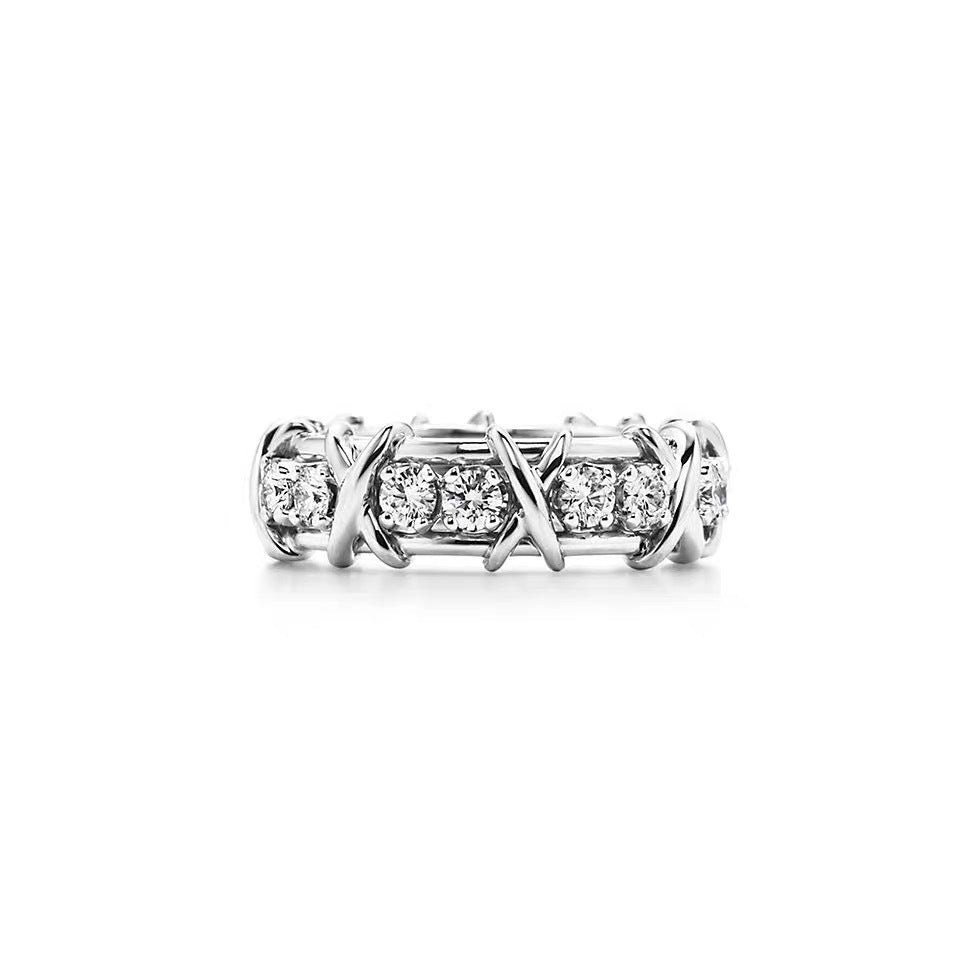Tiffany Style Crossover Cubic Zirconia 18K Gold-Plated Ring detail view 3
