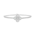 Harry Winston Style Four-Leaf Clover Cubic Zirconia Bracelet - Silver Tone