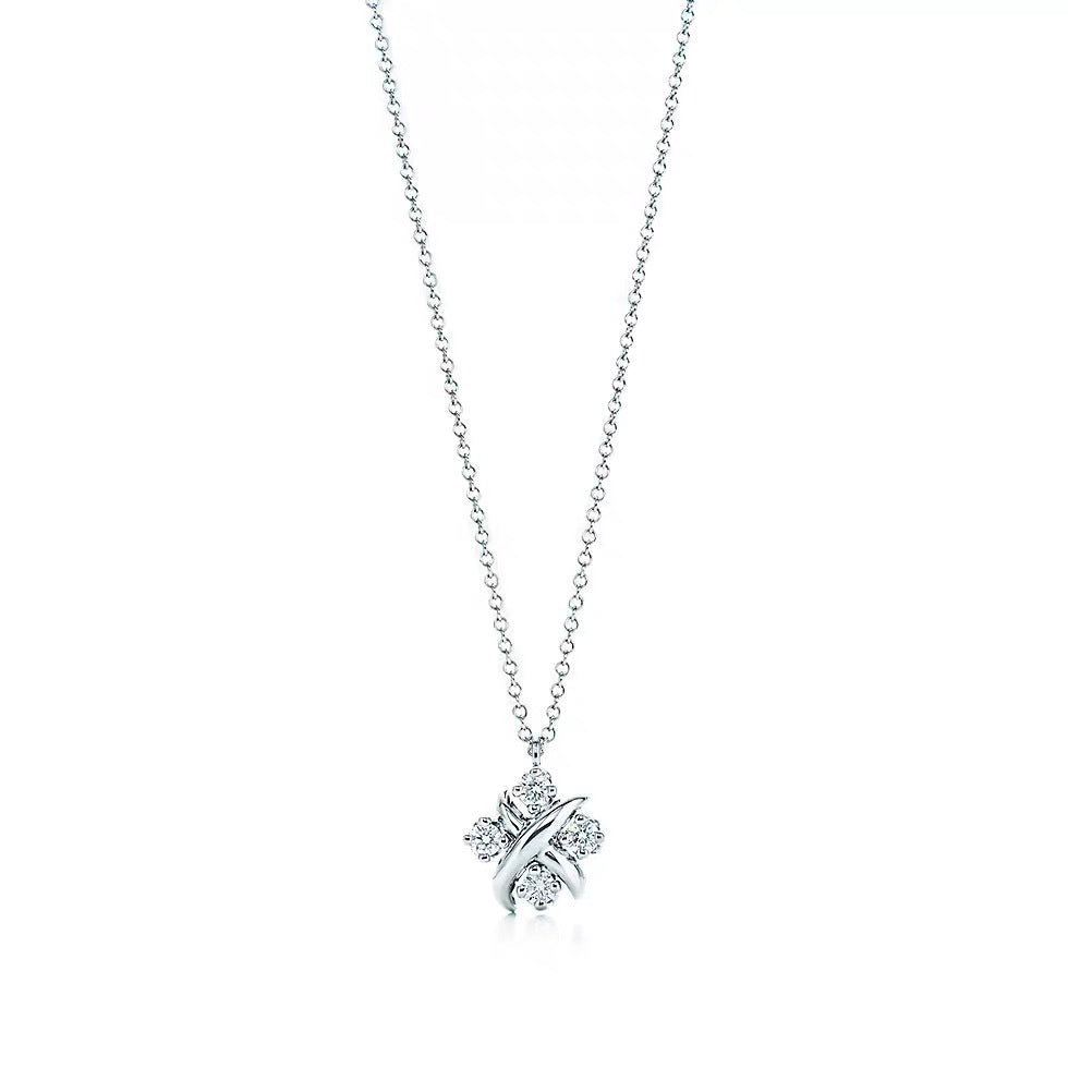 Tiffany Style Four-Leaf Clover Cubic Zirconia 18K Gold-Plated Necklace detail view 3