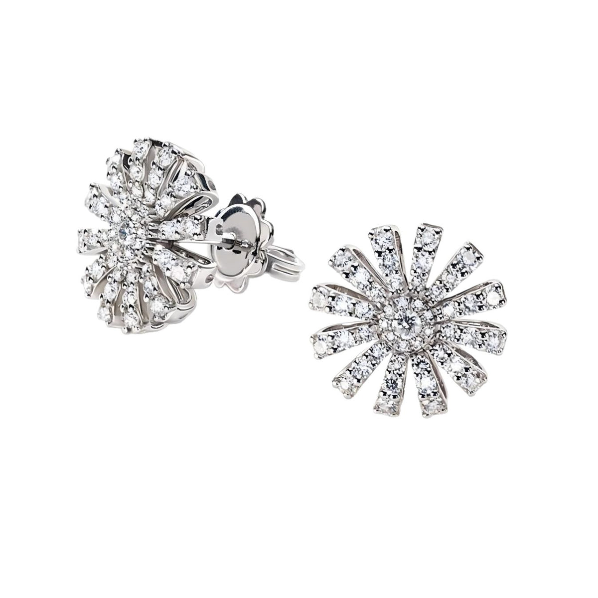 Damiani Style Floral Cubic Zirconia 18K Gold-Plated Earrings detail view 4
