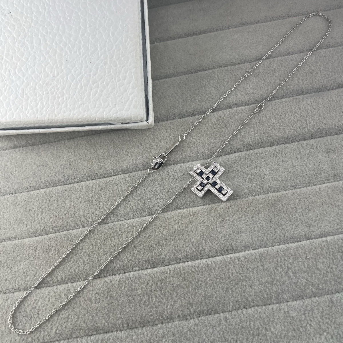 Damiani Style Cross Cubic Zirconia White-Gold-Plated Necklace detail view 8