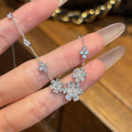 Harry Winston Style Forget-Me-Not Floral Cubic Zirconia Necklace detail view 1