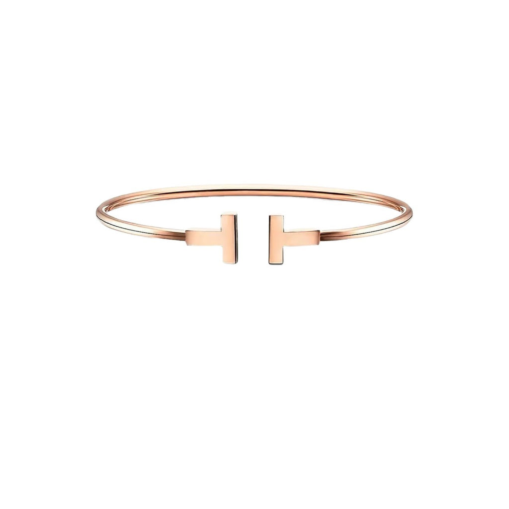 Tiffany Style T Motif Cubic Zirconia Bangle detail view 4