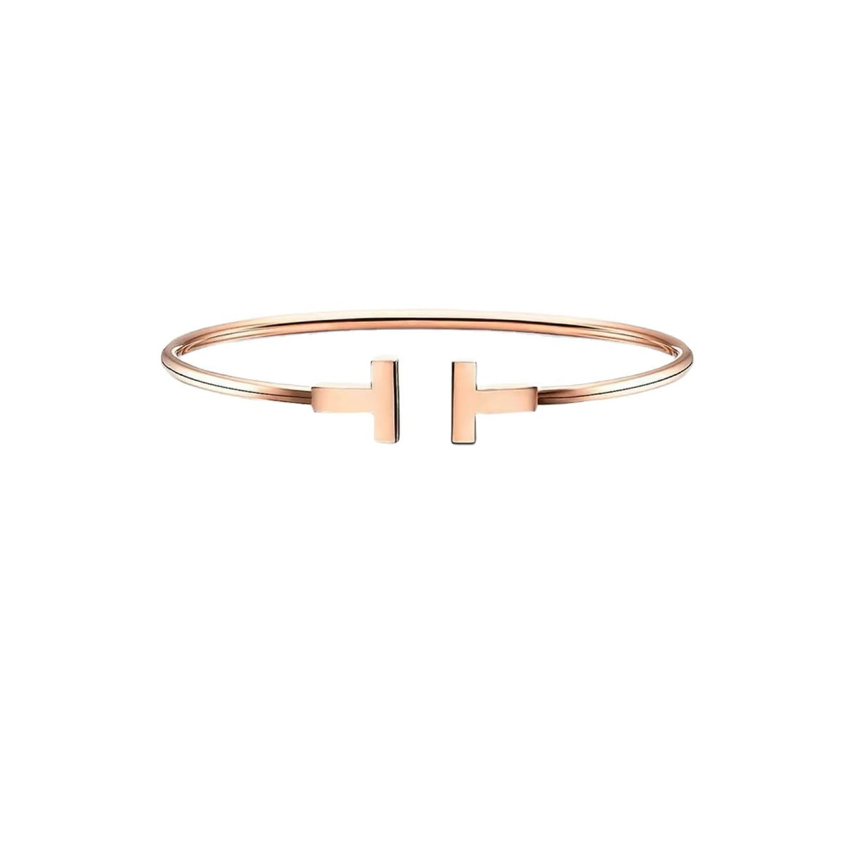Tiffany Style T Motif Cubic Zirconia Bangle detail view 4