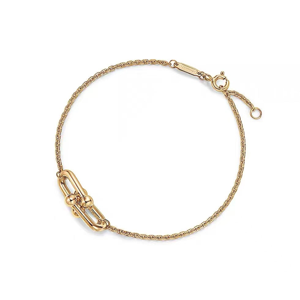 Tiffany Style Horseshoe Cubic Zirconia 18K Gold-Plated Bracelet detail view 3