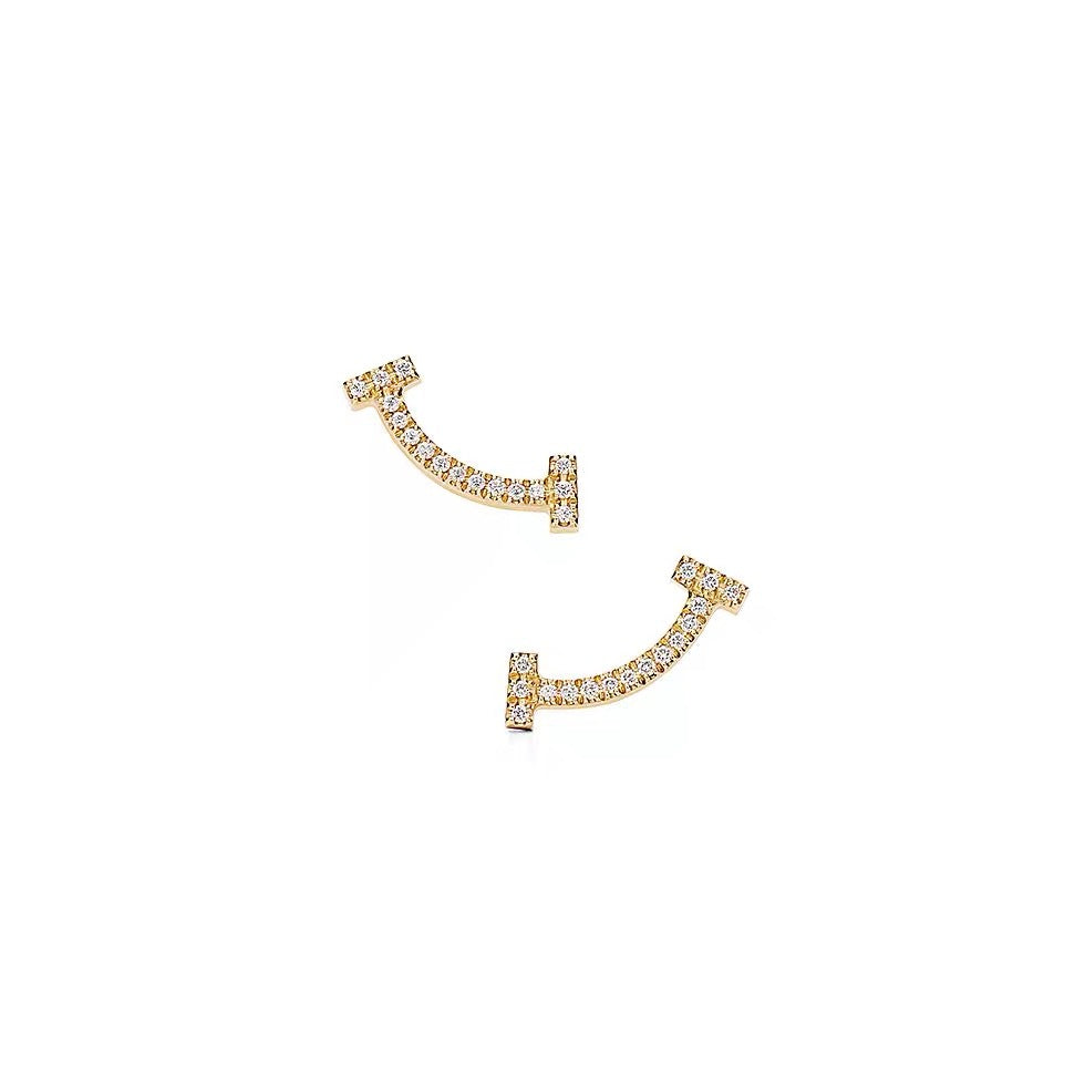 Tiffany Style Smile Cubic Zirconia Earrings detail view 3