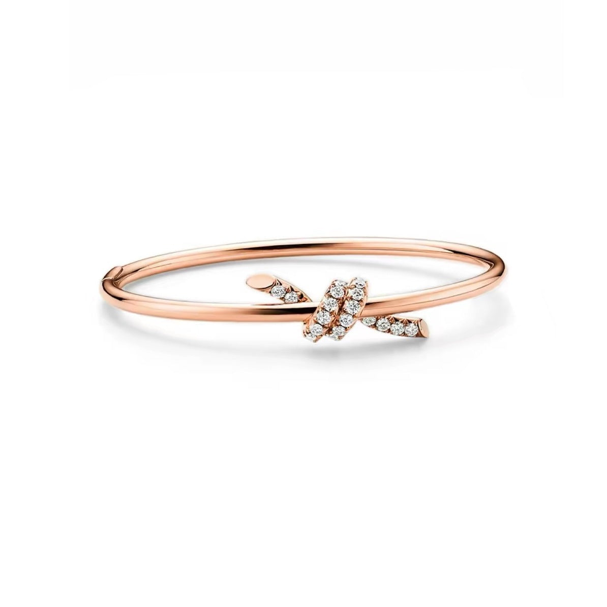 Tiffany Style Knot Cubic Zirconia 18K Gold-Plated Bangle detail view 6