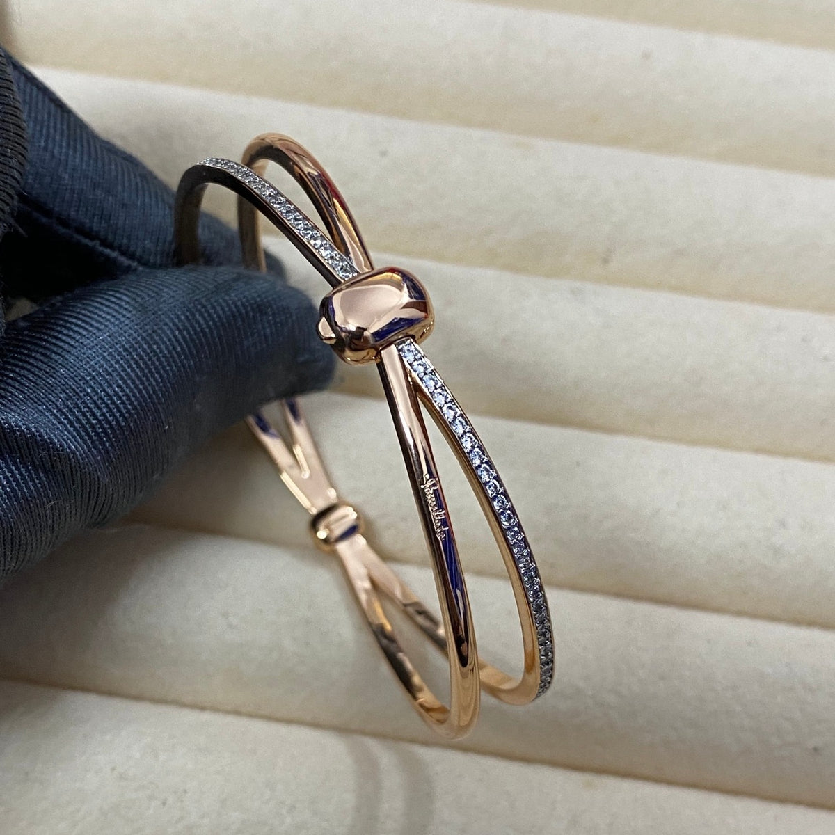 Pomellato Style Crossover Cubic Zirconia 18K Gold-Plated Bangle detail view 5