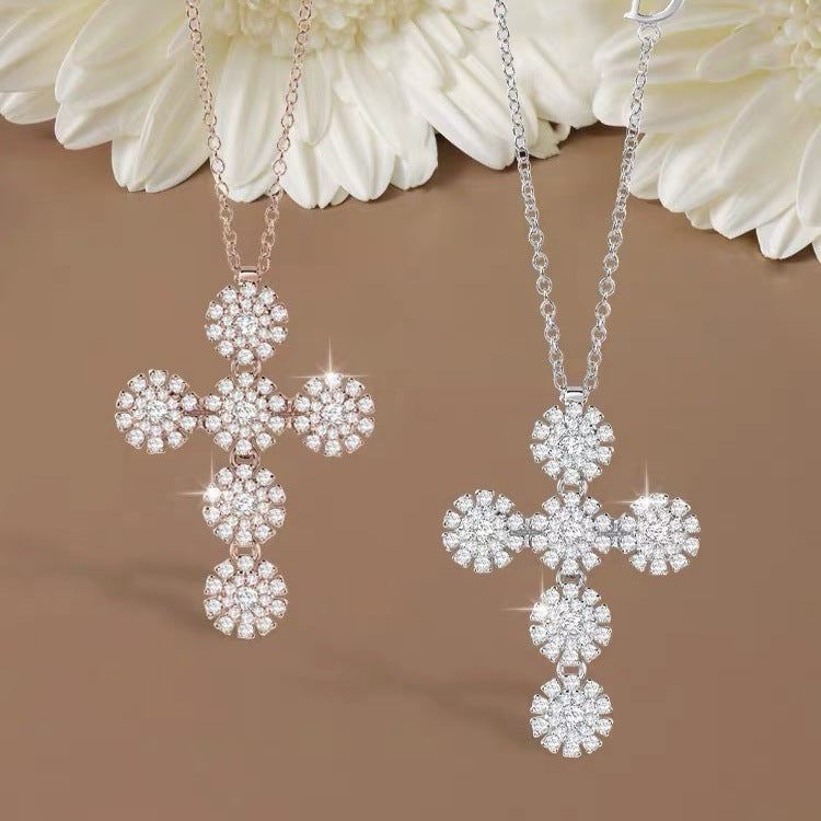 Damiani Style Floral Cubic Zirconia White-Gold-Plated Necklace detail view 1