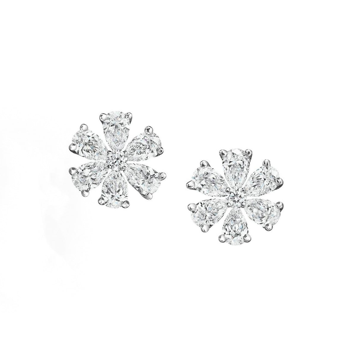 Harry Winston Style Six-Petal Floral Cubic Zirconia White-Gold-Plated Necklace detail view 7