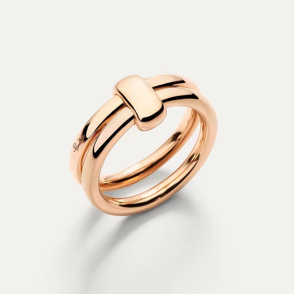 Pomellato Style Pillow Cubic Zirconia 18K Gold-Plated Ring detail view 1