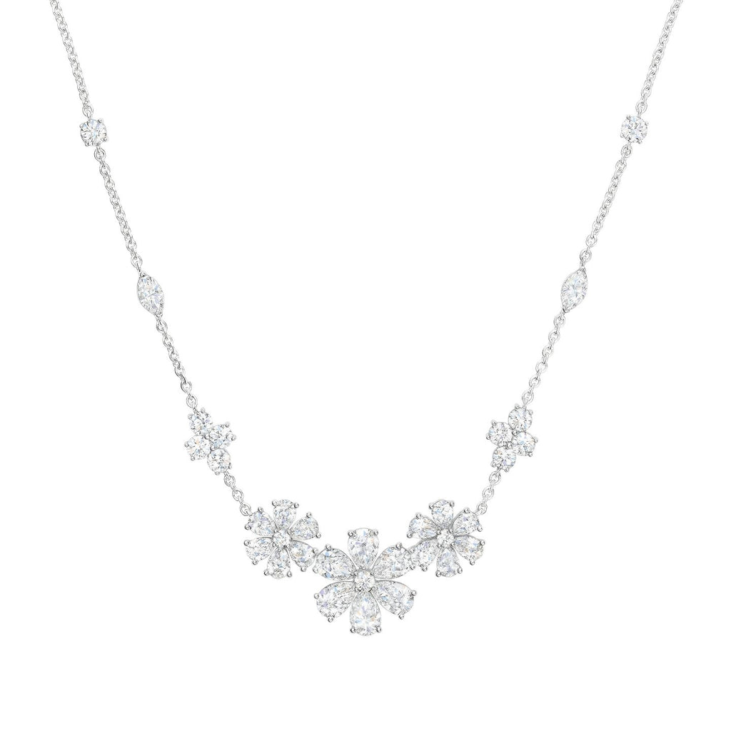 Harry Winston Style Forget-Me-Not Floral Cubic Zirconia Necklace detail view 4