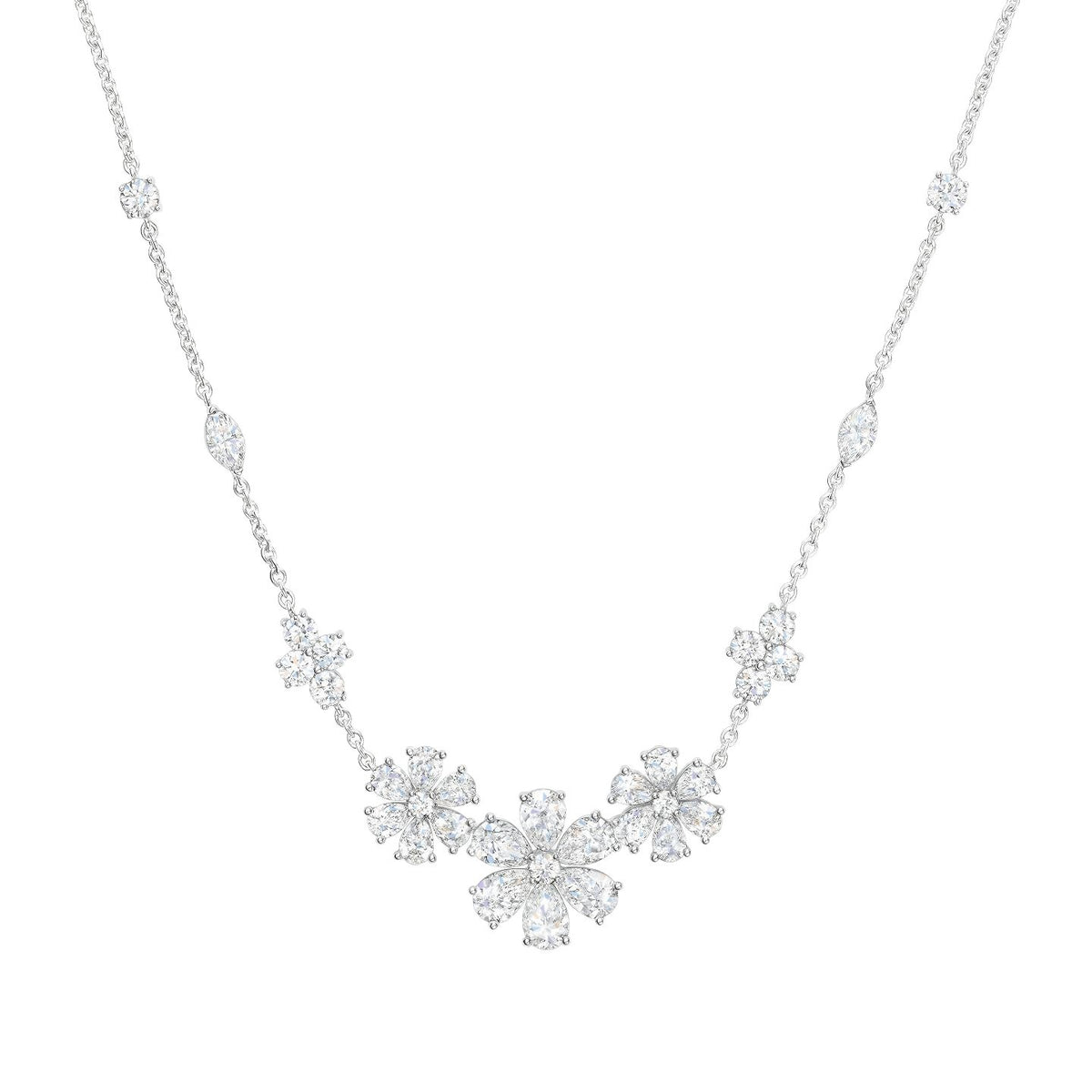 Harry Winston Style Forget-Me-Not Floral Cubic Zirconia Necklace detail view 4