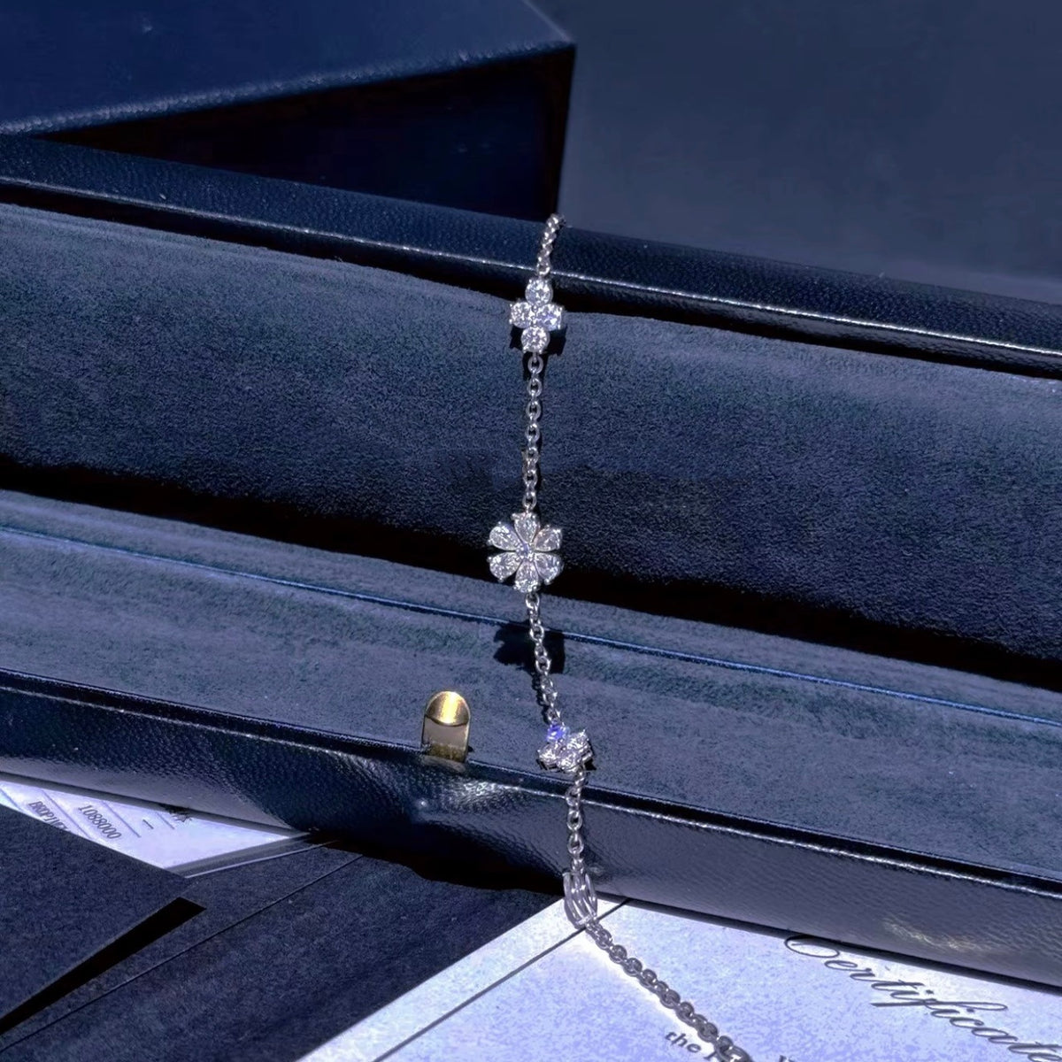 Harry Winston Style Floral Cubic Zirconia Bracelet detail view 2