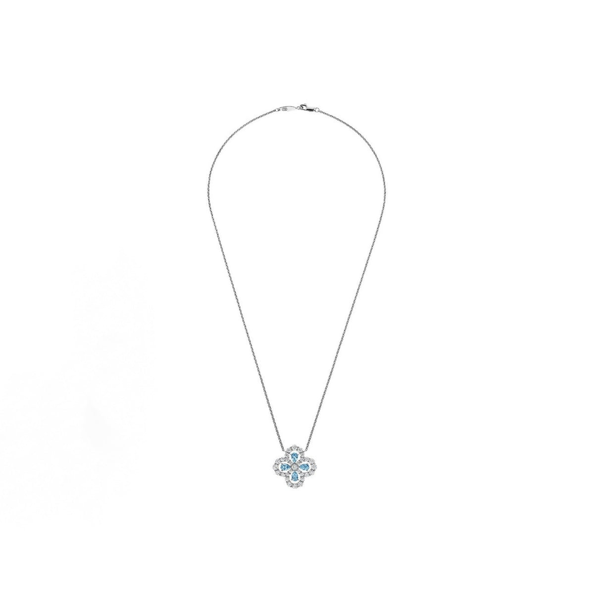 Harry Winston Style Four-Leaf Clover Cubic Zirconia Necklace detail view 6