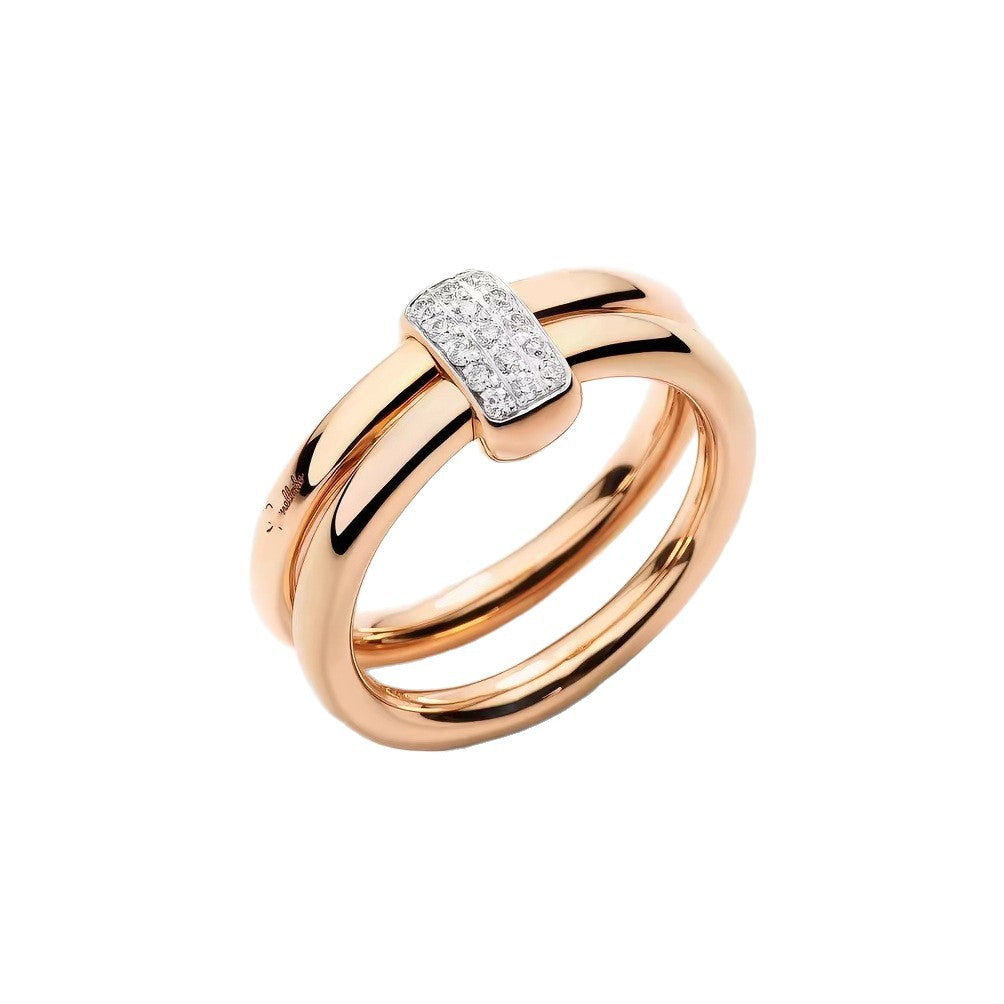 Pomellato Style Pillow Cubic Zirconia 18K Gold-Plated Ring detail view 4