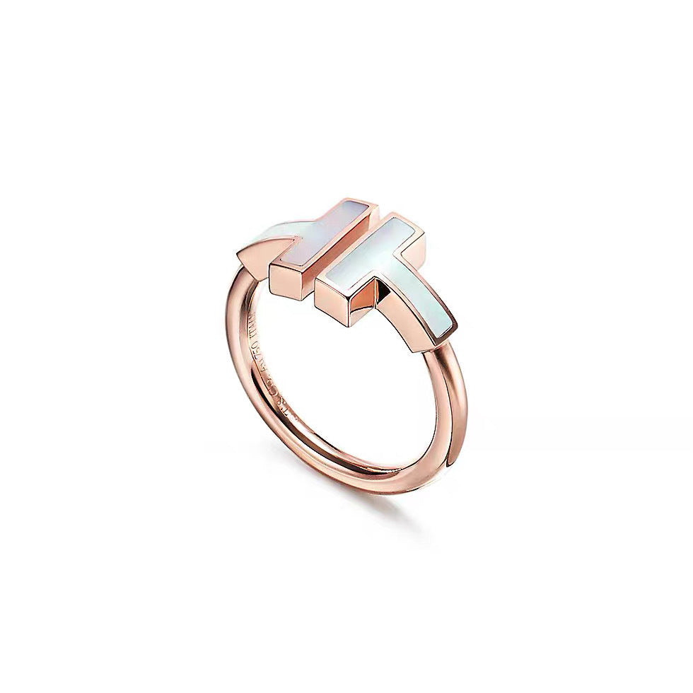Tiffany Style T Motif Cubic Zirconia 18K Gold-Plated Ring detail view 11