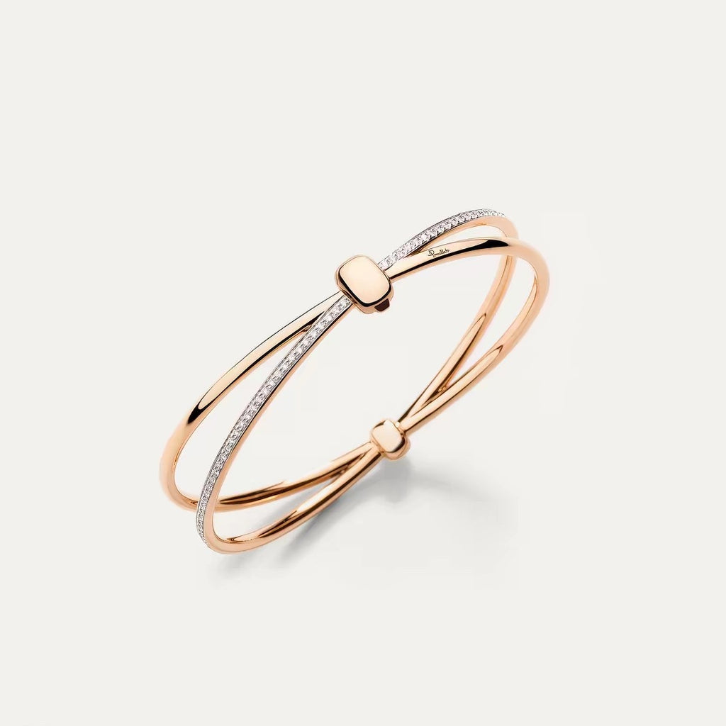 Pomellato Style Crossover Cubic Zirconia 18K Gold-Plated Bangle detail view 1