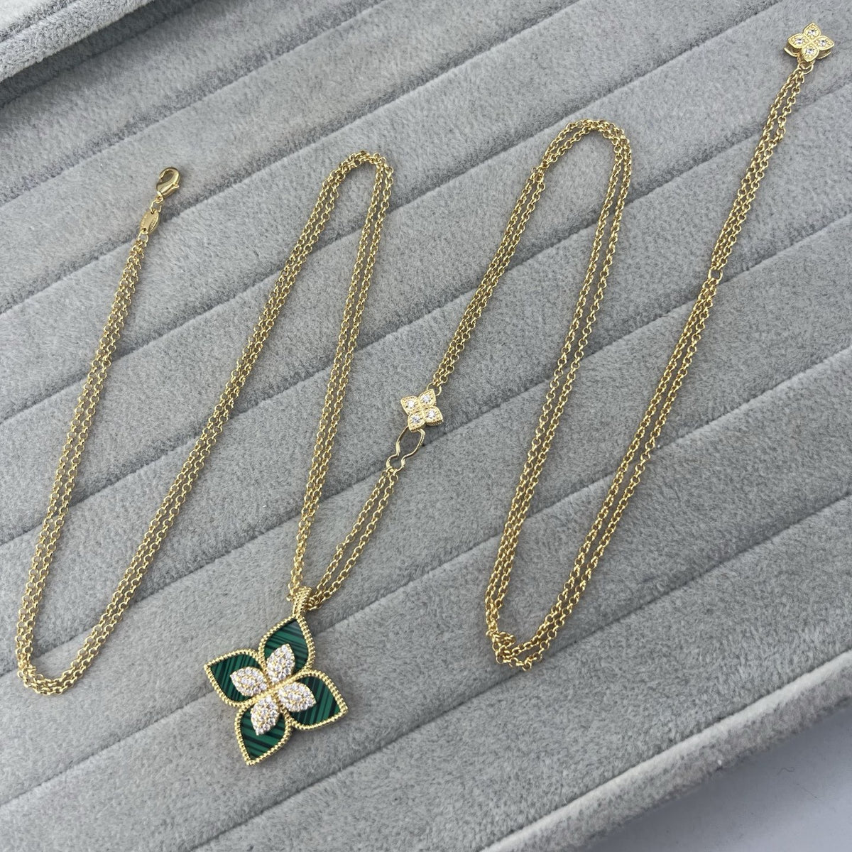 Roberto Coin Style Four-Leaf Clover Cubic Zirconia Necklace detail view 10