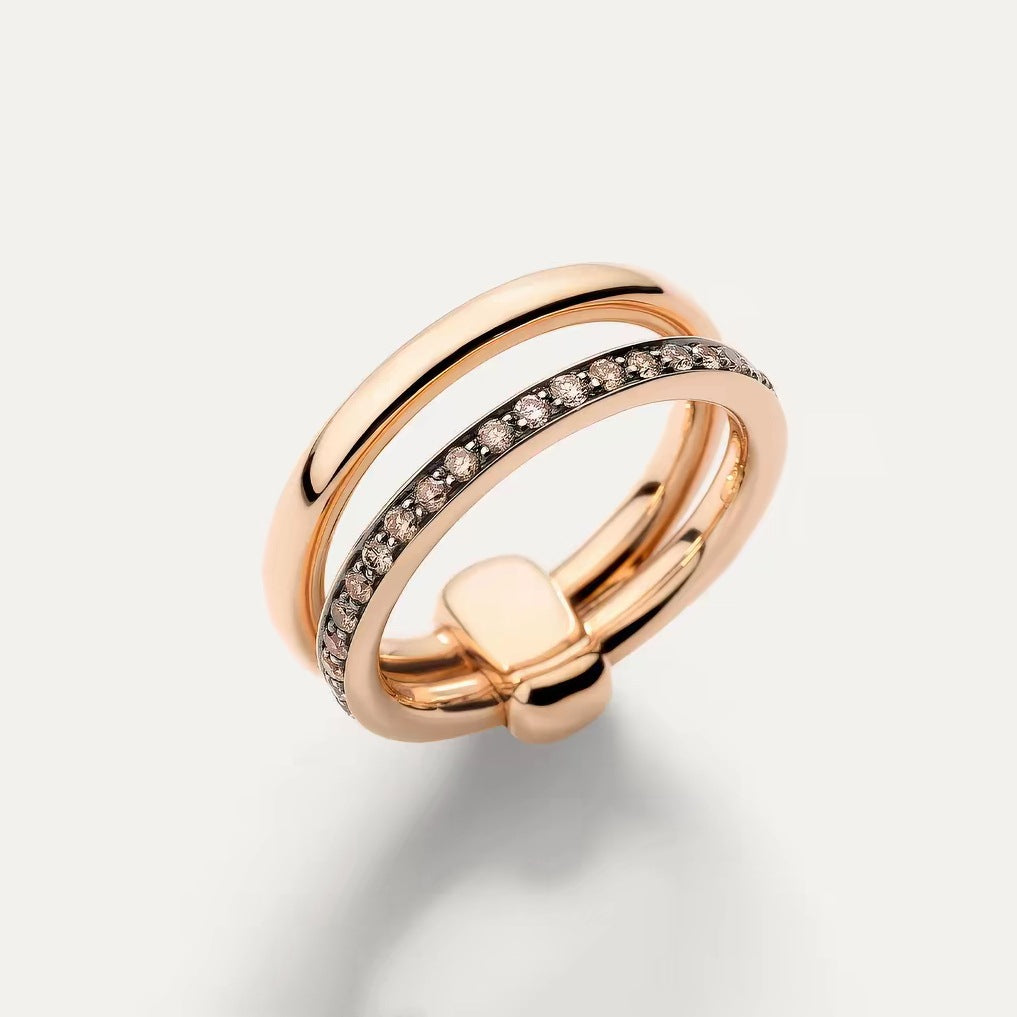 Pomellato Style Pillow Cubic Zirconia 18K Gold-Plated Ring detail view 3