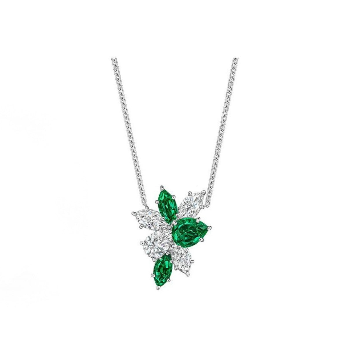 Harry Winston Style Pear-Cut Floral Cubic Zirconia Necklace detail view 3