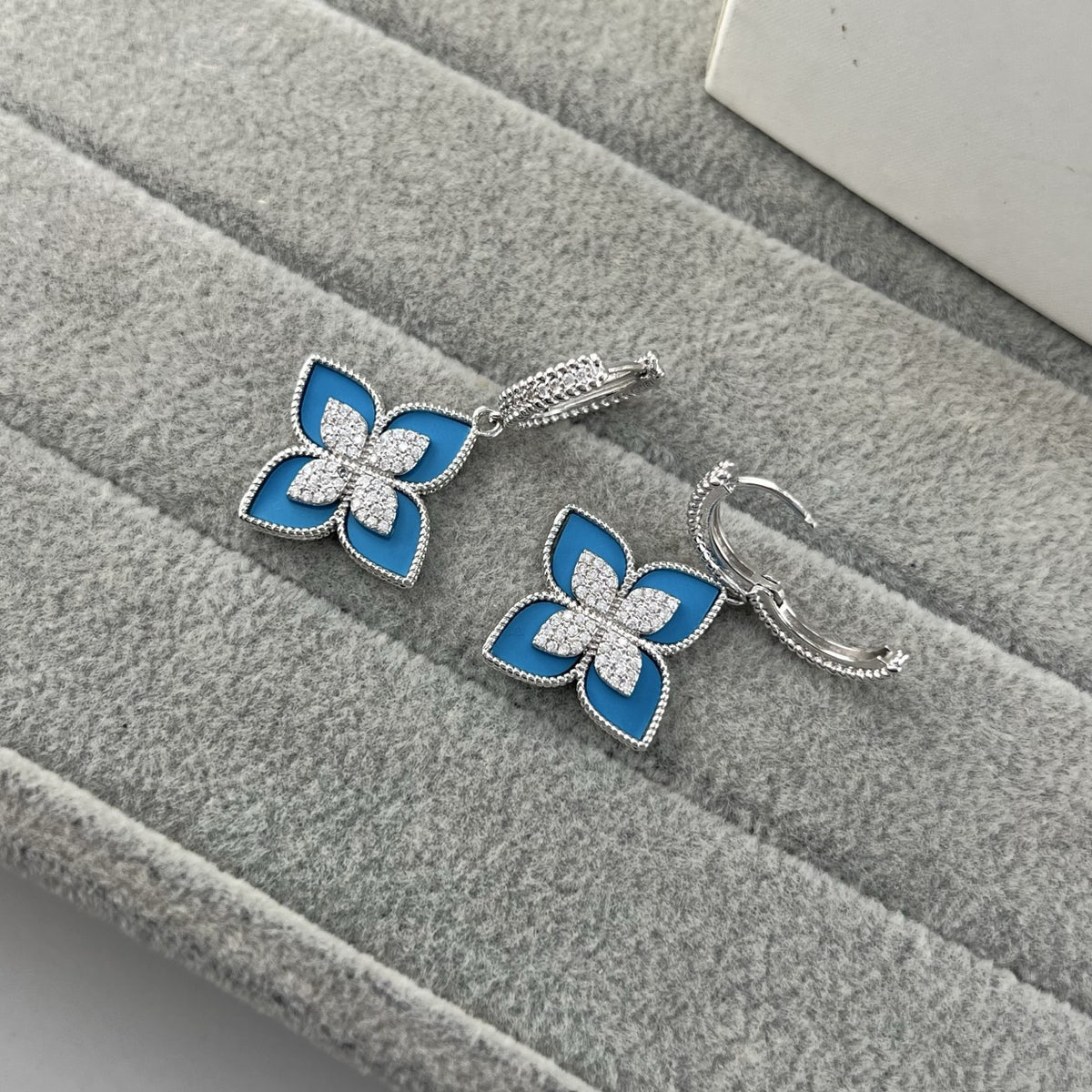 Roberto Coin Style Four-Leaf Clover Cubic Zirconia Earrings detail view 21