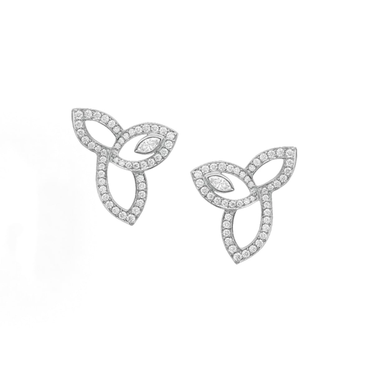 Harry Winston Style Three-Leaf Clover Cubic Zirconia White-Gold-Plated Necklace detail view 6